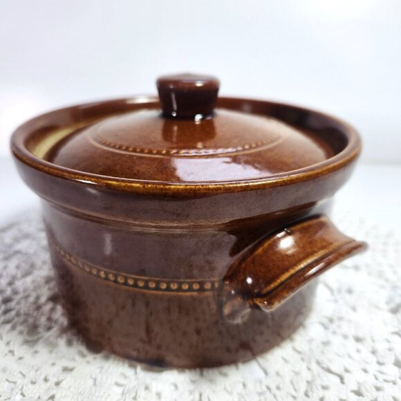 Pearsons Of Chesterfield Vintage Stoneware Bean Pot 1 Pint Brown Made In England - Picture 5 of 11